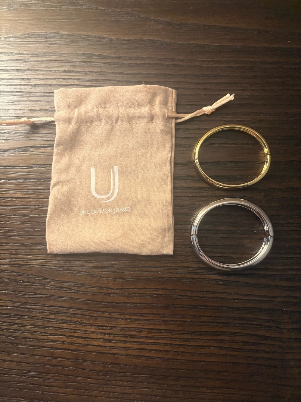 NEW Uncommon James Mixed Metal Bangle Bracelet Set of Two - Picture 3 of 4